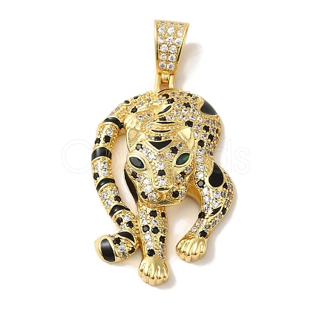 Rack Plating Brass Micro Pave Black Cubic Zirconia Pendants KK-P267-03A-G-1