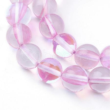Synthetic Moonstone Beads Strands G-R375-8mm-B12-1