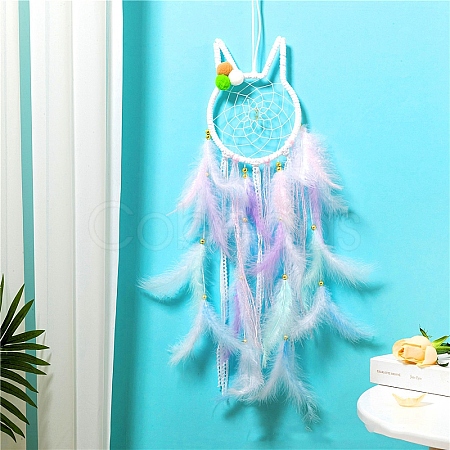 Rabbit Woven Web/Net with Feather Hanging Ornaments PW-WG5BEEB-02-1