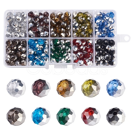 Spritewelry 300Pcs 10 Colors Electroplate Transparent Glass Beads EGLA-SW0001-02-1