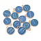 Alloy Enamel Pendants, Golden, Flat Round with 12 Constellation Charm, Steel Blue, 15x12.5x2mm, Hole: 1.8mm