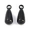 Ion Plating(IP) 304 Stainless Steel Pendants, Teardrop Charm, Black, 13x5mm, Hole: 2mm