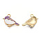 Alloy Charms, with Enamel, Light Gold, Bird, Medium Purple, 15.5x19.5x3mm, Hole: 2mm