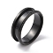 Titanium Steel Grooved Finger Ring for Men Women, Electrophoresis Black, Inner Diameter: 21mm