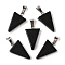 Natural Obsidian Pendants, with 201 Stainless Steel Finding, Triangle, 24x15x5mm, Hole: 3x7.5mm