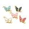 Rack Plating Brass & Cubic Zirconia & Shell & Enamel Box Clasps, Cadmium Free & Lead Free, Long-Lasting Plated, Butterfly, Mixed Color, 17x15.5x4mm, Hole: 2.5mm