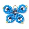 Handmade Glass Seed Beads, Loom Pattern, with 304 Stainless Steel Jump Ring, Butterfly Pendants, Dodger Blue, 18.5x24.5x2mm, Hole: 2.5mm