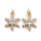 Brass Micro Pave Cubic Zirconia Pendants, Real 18K Gold Plated, Lead Free & Cadmium Free, Star, Clear, 18.5x14.5x4mm, Hole: 3.5mm