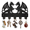 Wood & Iron Wall Mounted Hook Hangers, Decorative Organizer Rack, with 2Pcs Screws, 5 Hooks for Bag Clothes Key Scarf Hanging Holder, Dragon, 200x300x7mm.