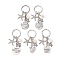 Tibetan Style Alloy with Natural Shell Keychain, with Iron Split Key Rings, Starfish/Tortoise/Shell Shape, Antique Silver, 7.05~7.5cm, 5 style, 1pc/style, 5pcs/set