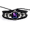 Constellation PU Leather & Glass Triple Layer Multi-strand Bracelets, Braided Adjustable Bracelets, Aries, 7-1/8 inch(18cm)