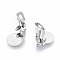 Non-Tarnish 304 Stainless Steel Clip-on Earring Findings, Clip on Earring Pads, Flat Round, Stainless Steel Color, 18x10x7mm, Hole: 3mm