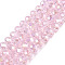 Electroplate Glass Beads Strands, AB Color Plated, Faceted, Rondelle, Pink, 8x6mm, Hole: 1mm, about 64~65pcs/strand, 15.75~16.14 inch(40~41cm)