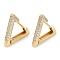 Rack Plating Triangle Brass Micro Pave Cubic Zirconia Hoop Earrings, Long-Lasting Plated, Lead Free & Cadmium Free, Real 18K Gold Plated, Clear, 20x4mm