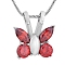 Stainless Steel Cremation Box Pet Memorial Pendant Necklaces, Butterfly Rhinestone Urn Ashes Pendants Necklaces for Women Men, Stainless Steel Color, Ruby, 21.65 inch(55cm)