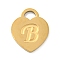 Ion Plating(IP) 304 Stainless Steel Pendants, Laser Cut, Heart with Letter Charm, Golden, Letter B, 15x12x1mm, Hole: 3x3.5mm