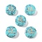 Synthetic Turquoise Beads, with Golden Tone Brass Slices, Flat Round with Letter, Letter Q, 15x5.5mm, Hole: 1.4mm