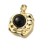 Brass Pendants, with Glass, Irregular Charms, Real 18K Gold Plated, 18x17x7.5mm, Hole: 4.5x3mm