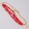 Faceted Glass Beads Three Layer Multi-strand Adjustable Charm Bracelets, Red, 11 inch(28cm)