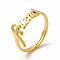 Ion Plating(IP) 304 Stainless Steel Word Friend Adjustable Ring for Women, Real 18K Gold Plated, US Size 6(16.5mm)