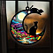 Moon with Cat Window Suncatchers, Wall Art Window Hanging Memorial Pendant Decoration, Cat Shape, 100mm