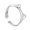 SHEGRACE Cute Design Rhodium Plated 925 Sterling Silver Ring, Cuff Rings, Open Rings, with Cat Ears, Platinum, Clear, 17mm