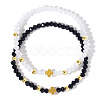 Simple Fashion Cross Brass & Faceted Glass Beaded Bracelet Sets for Couples JR2444-1