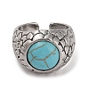 Round Synthetic Turquoise Cuff Rings RJEW-B040-05AS-3