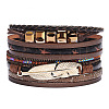 PU Leather Multi-strand Bracelets BJEW-F352-02G-05-1