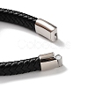 Men's Braided Black PU Leather Cord Bracelets BJEW-K243-13AS-4