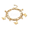 Butterfly and Round Ball Charm Multi-strand Bracelet BJEW-G639-03G-1