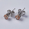 Cubic Zirconia Stud Earrings EJEW-I209-09-4mm-2