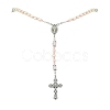 Glass Pearl Rosary Bead Necklace NJEW-TA00082-01-2