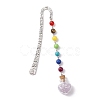 7 Chakra Gemstone Bead & Natural Amethyst Glass Heart Wishing Bottle Pendant Bookmarks AJEW-JK00313-05-1