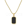 304 Stainless Steel & Black Resin Rectangle Pendant Necklaces NJEW-N055-20G-1