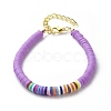 4Pcs 4 Color Handmade Polymer Clay Heishi Surfer Beaded Bracelet BJEW-JB08635-4