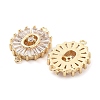 Brass Pave Clear Glass Connector Charms KK-Q811-02KCG-2