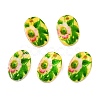 Natural Freshwater Shell Double Face Printed Oval Charms SHEL-T020-05C-1