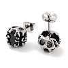 Halloween Skull 316 Surgical Stainless Steel Pave Black Cubic Zirconia Stud Earrings for Women Men EJEW-Z050-12AS-2