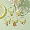 Bees & Honeycomb Alloy Enamel Wine Glass Charms AJEW-JO00220-2