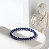 Natural Lapis Lazuli(Dyed) & Lava Rock Round Beads Stretch Bracelets Set BJEW-JB06982-03-8