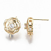 Brass Micro Pave Clear Cubic Zirconia Stud Earring Findings KK-T062-58G-NF-3