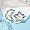 2Pcs Moon & Star Alloy with Synthetic Turquoise Hollow Hair Barrettes PHAR-JH00105-01-2