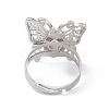 Gemstone Butterfly Adjustable Ring RJEW-H133-02-3