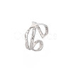 304 Stainless Steel Wave Wrap Open Cuff Ring for Women RJEW-S405-206P-3