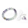 Natural Fluorite Beads Stretch Bracelets BJEW-JB03852-04-3