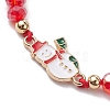 3Pcs 3 Styles Christmas Glass Braided Bead Bracelet Sets BJEW-JB10892-4