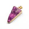 Plated Natural Drusy Agate Triangle Pendants G-R275-08M-2