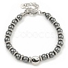 304 Stainless Steel & Synthetic Non-magnetic Hematite Round Beaded Bracelets for Women BJEW-G717-12-2