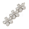 Brass Pave Clear Cubic Zirconia Three Flower Links Connector Charms KK-P277-51P-2